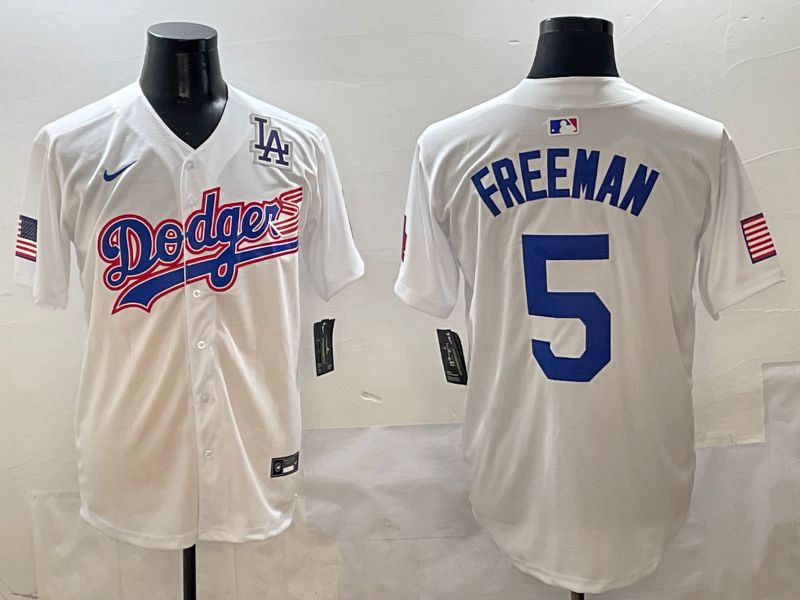 Men Los Angeles Dodgers 5 Freeman White Second generation Joint Name Nike 2025 MLB Jersey style 9
